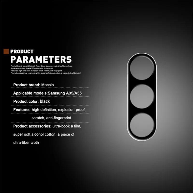 MOCOLO Für Samsung Galaxy A55 5G Kameraobjektivschutz HD Clear Tempered Glass Linsenfilm - Schwarz