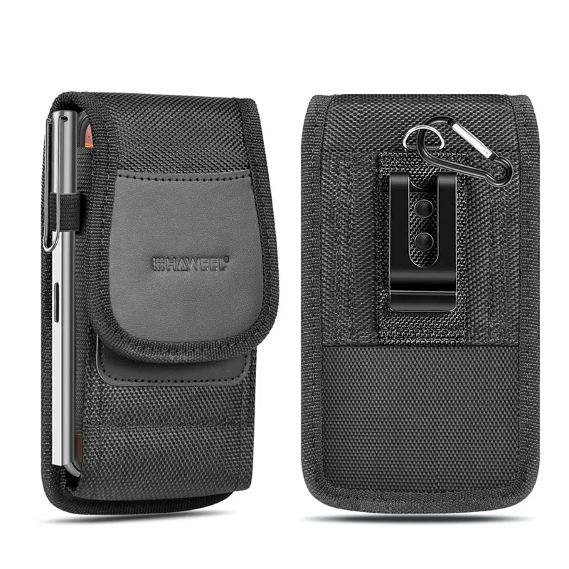 HAWEEL HWL2172B Nylon Vertical 4.7-6.1inch Phone Storage Pouch Men Waist Belt Hanging Bag
