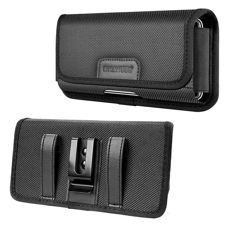 HAWEEL HWL2174B Horizontal Cellphone Nylon Storage Pouch Men Belt Hanging Bag for Phone within 4.7-inch