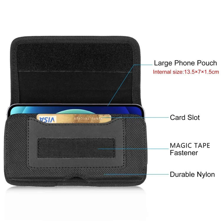 HAWEEL HWL2174B Horizontal Cellphone Nylon Storage Pouch Men Belt Hanging Bag for Phone within 4.7-inch