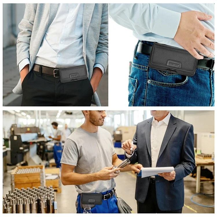 HAWEEL HWL2174B Horizontal Cellphone Nylon Storage Pouch Men Belt Hanging Bag for Phone within 4.7-inch