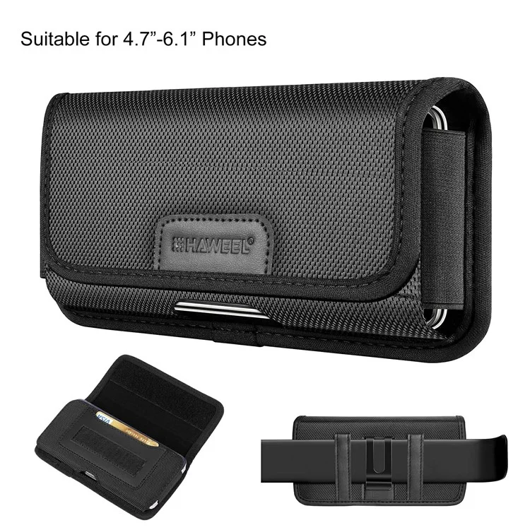 HAWEEL HWL2175B Custodia in pelle per cellulare con clip per cintura da 4.7-6.1 pollici, Portafoglio per cintura per uomo