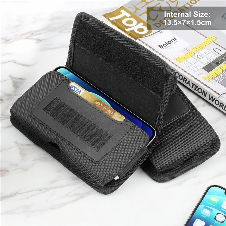HAWEEL HWL2176B Horizontale 6,1-6,8 Zoll Handy-Nylontasche für Herren, Gürtelhängetasche