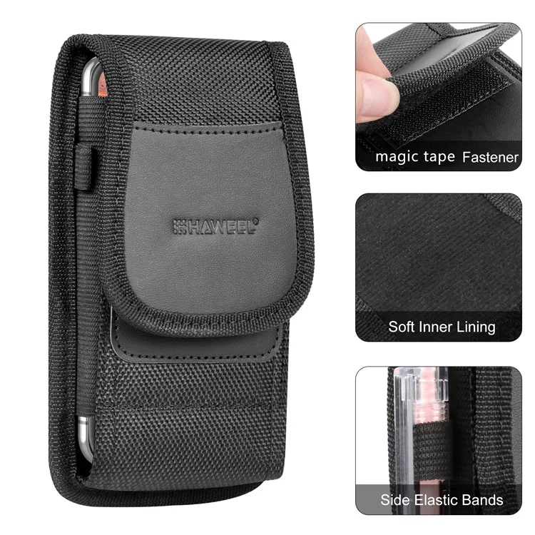 HAWEEL HWL2171B вертикальный чехол для сотового телефона Nylon Men Waist Belt Hanging Bag для телефона размером до 4,7 дюйма