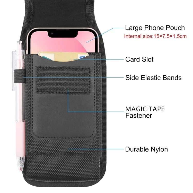 HAWEEL HWL2171B вертикальный чехол для сотового телефона Nylon Men Waist Belt Hanging Bag для телефона размером до 4,7 дюйма