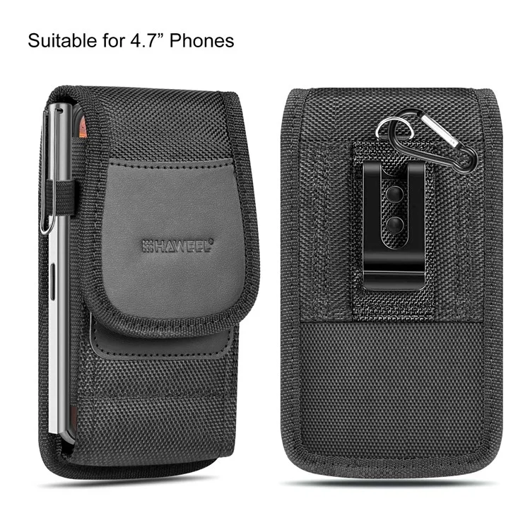 HAWEEL HWL2171B вертикальный чехол для сотового телефона Nylon Men Waist Belt Hanging Bag для телефона размером до 4,7 дюйма