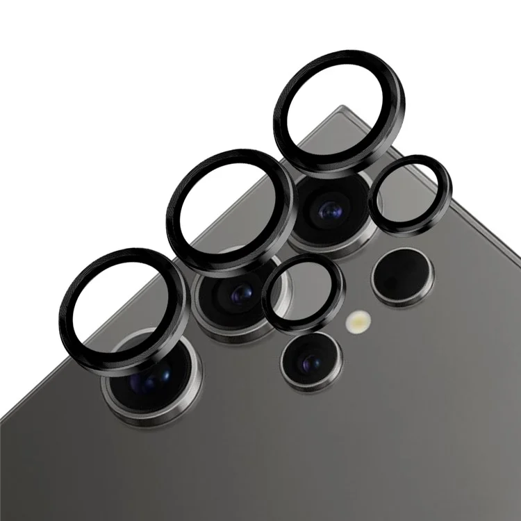 NORTHJO 1 Set For Samsung Galaxy S24 Ultra Camera Lens Film CD Vein Metal Ring + Tempered Glass Lens Film - Black
