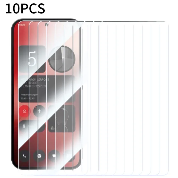 RURIHAI 10 штук для Nothing Phone (2a) Plus / Phone (2a) Защитная пленка для экрана 0.26 мм 2.5D Прозрачная высокопрочная алюминий-кремниевая стеклянная пленка
