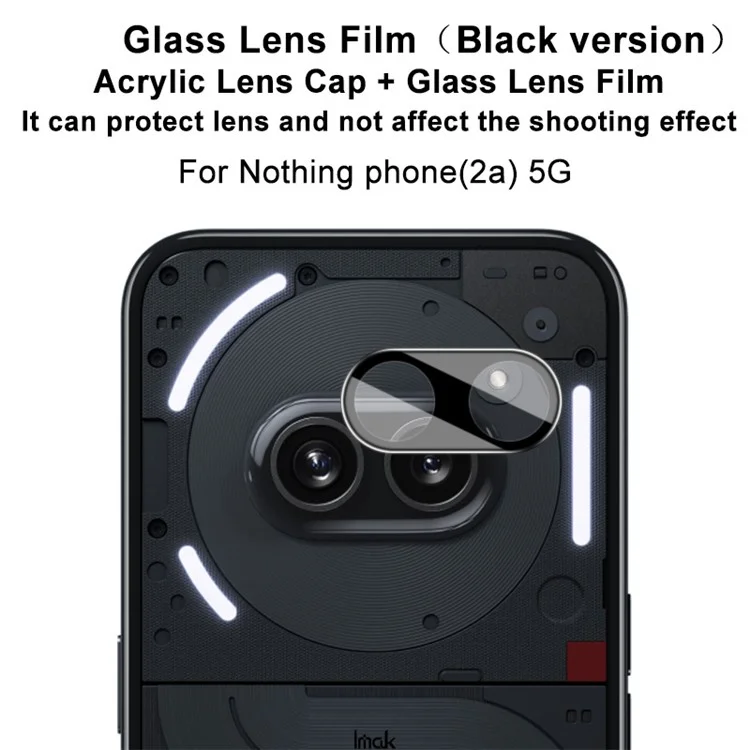 IMAK For Nothing Phone (2a) Plus / (2a) Tempered Glass Camera Lens Protector+Acrylic Lens Cap (Black Version)