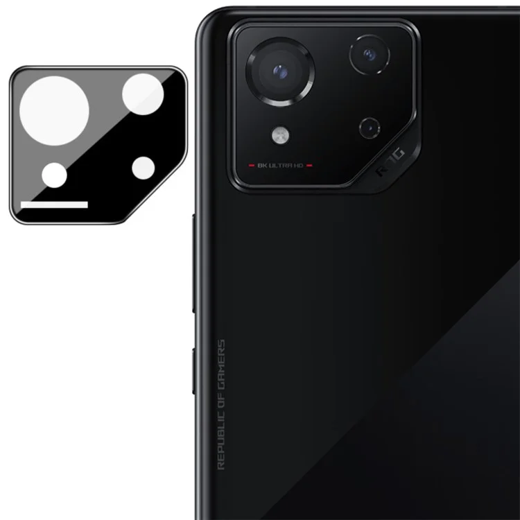 IMAK para Asus ROG Phone 8 5G Protector de lente de cámara Vidrio templado Película de lente trasera (Versión negra)