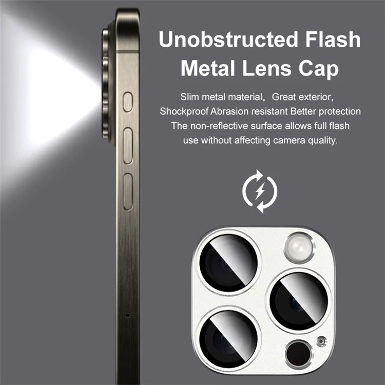 IMAK For iPhone 15 Pro / 15 Pro Max Camera Lens Protector HD Clear Metal+Tempered Glass Lens Film - Black