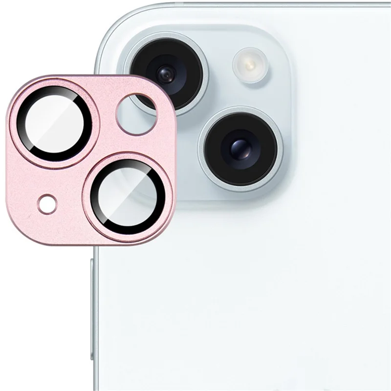 IMAK For iPhone 15 / 15 Plus Camera Lens Protector Scratch-resistant Metal+Tempered Glass Lens Film - Pink