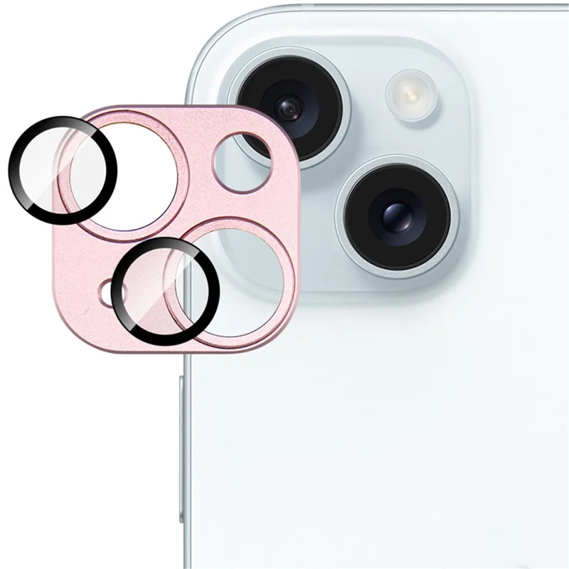 IMAK For iPhone 15 / 15 Plus Camera Lens Protector Scratch-resistant Metal+Tempered Glass Lens Film - Pink