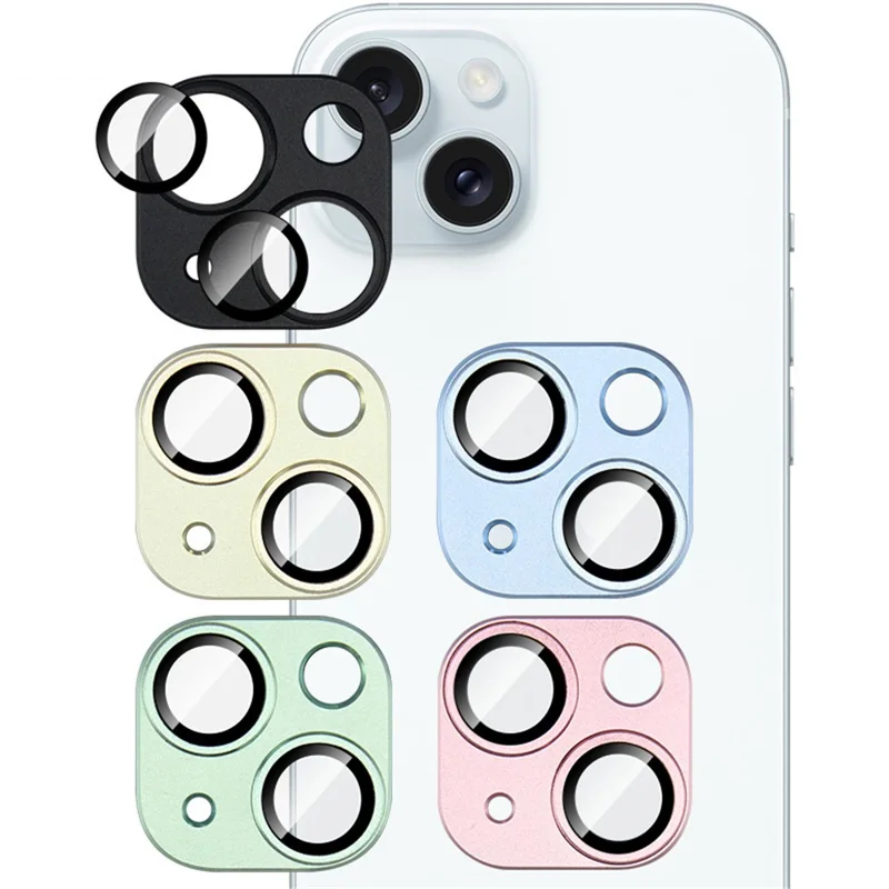 IMAK For iPhone 15 / 15 Plus Camera Lens Protector Scratch-resistant Metal+Tempered Glass Lens Film - Pink