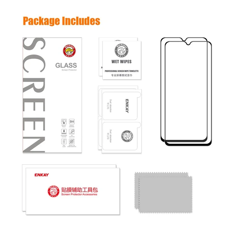 ENKAY HAT PRINCE 2Pcs for TECNO Spark 10C 4G Full Glue 0.26mm 9H 2.5D Full Screen Protector