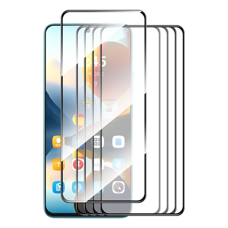 Protetor de tela ENKAY HAT PRINCE 5Pcs para Honor 90 GT 5G Full Screen, 9H de dureza, filme de vidro de alto teor de alumínio-silício