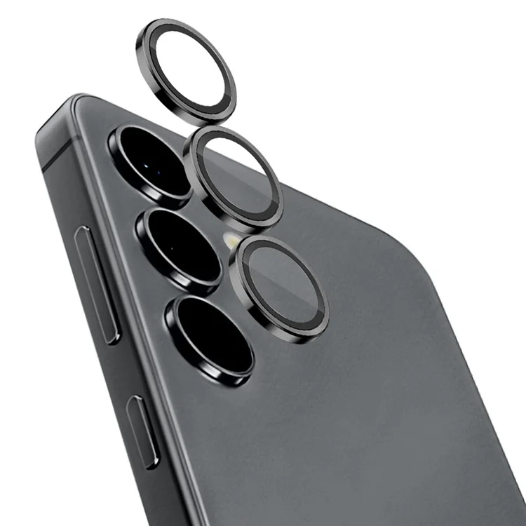 NORTHJO 1 Set For Samsung Galaxy S24+ Camera Lens Protector CD Vein Metal Ring + Tempered Glass Lens Film - Black