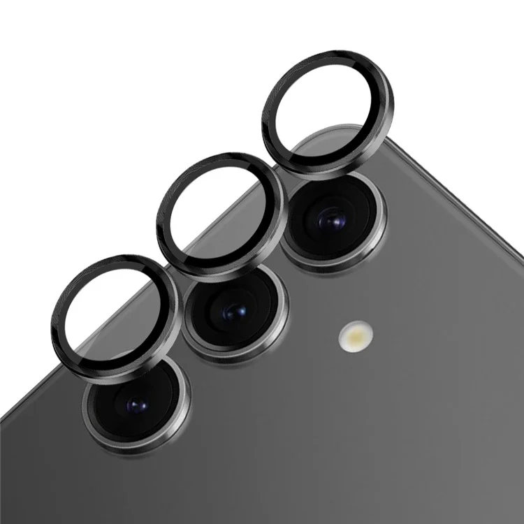 NORTHJO 1 Set For Samsung Galaxy S24+ Camera Lens Protector CD Vein Metal Ring + Tempered Glass Lens Film - Black