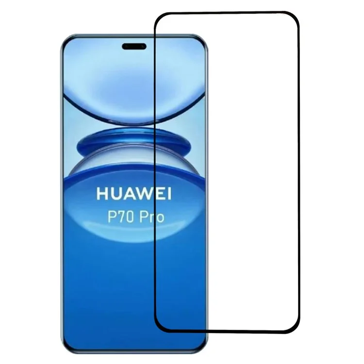 Para Huawei Pura 70 Pro / Pura 70 Pro+ Protetor de Tela de Vidro Temperado Transparente com Borda Preta, Impressão em Seda, Desbloqueio de Impressão Digital