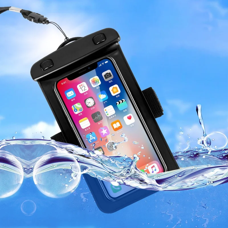 BZ009 For 5.5-6.5 Inch Phone Arm Bag Waterproof Touch Screen Phone Case with Lanyard - Sky Blue