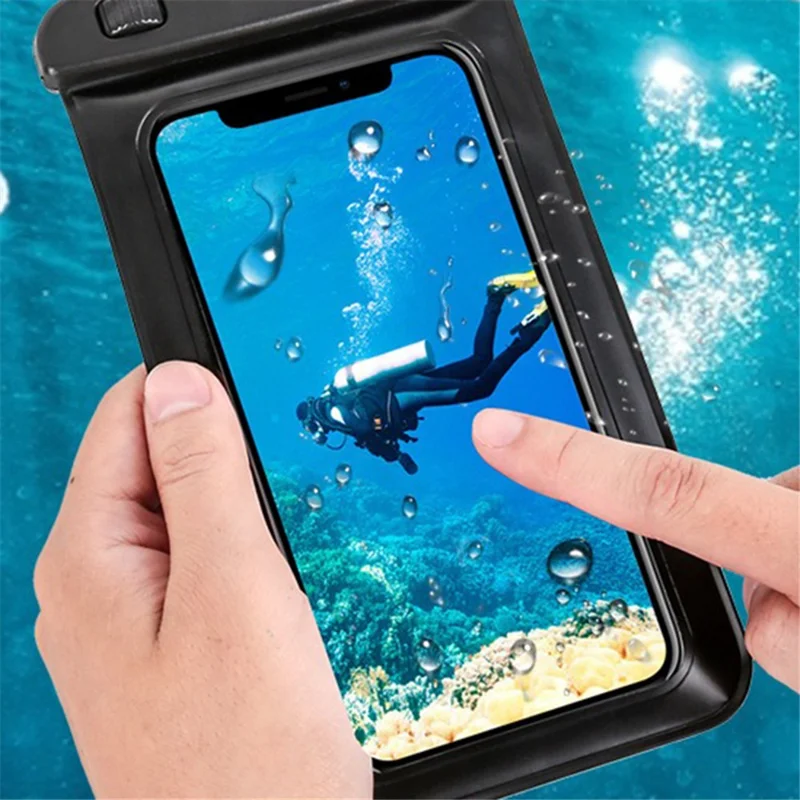 BZ009 For 5.5-6.5 Inch Phone Arm Bag Waterproof Touch Screen Phone Case with Lanyard - Sky Blue