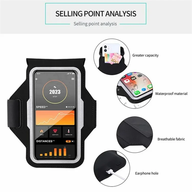 HSK3022 Fitness Running Arm Bag  Cell Phone Pouch Armband Storage Bag - Black