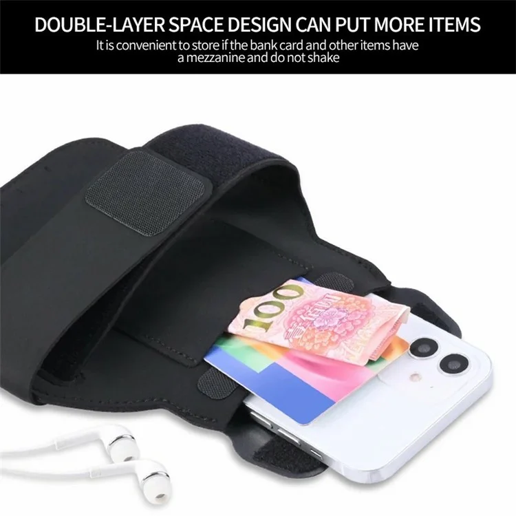 HSK3022 Fitness Running Arm Bag  Cell Phone Pouch Armband Storage Bag - Black