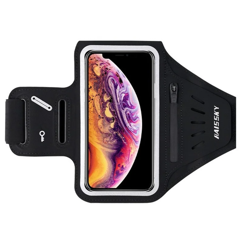HAISSKY HSK3061 Fitness Running Arm Bag 6.8-inch Phone Touch Screen Armband Storage Bag - Black