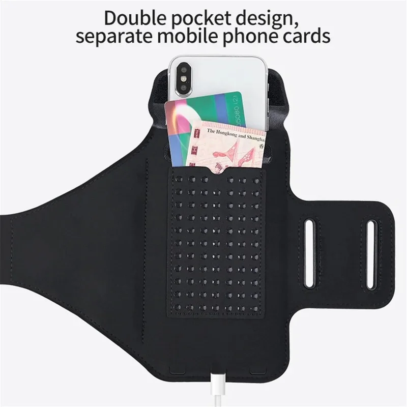 HAISSKY HSK3061 Fitness Running Arm Bag 6.8-inch Phone Touch Screen Armband Storage Bag - Black