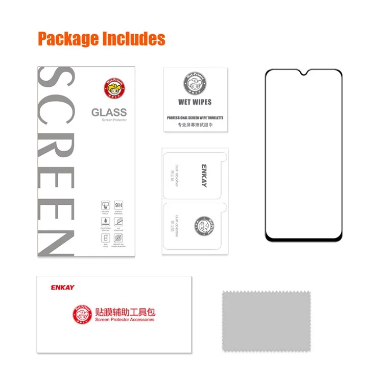 ENKAY HAT PRINCE pour OnePlus Nord N20 SE 4G / Nord N300 5G Protecteur d'écran plein écran 0,26 mm Impression de bordure en soie