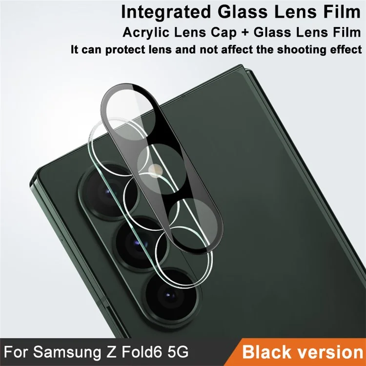 IMAK Pour Samsung Galaxy Z Fold6 5G Protecteur d'objectif de caméra Couverture intégrale en verre trempé + Capuchon d'objectif en acrylique (Version noire)