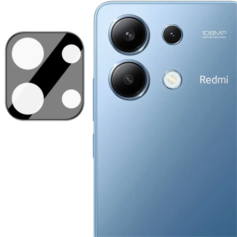 IMAK para Xiaomi Redmi Note 13 4G Protector de lente de cámara Integrado Vidrio templado + Tapa de lente acrílica (Versión negra)