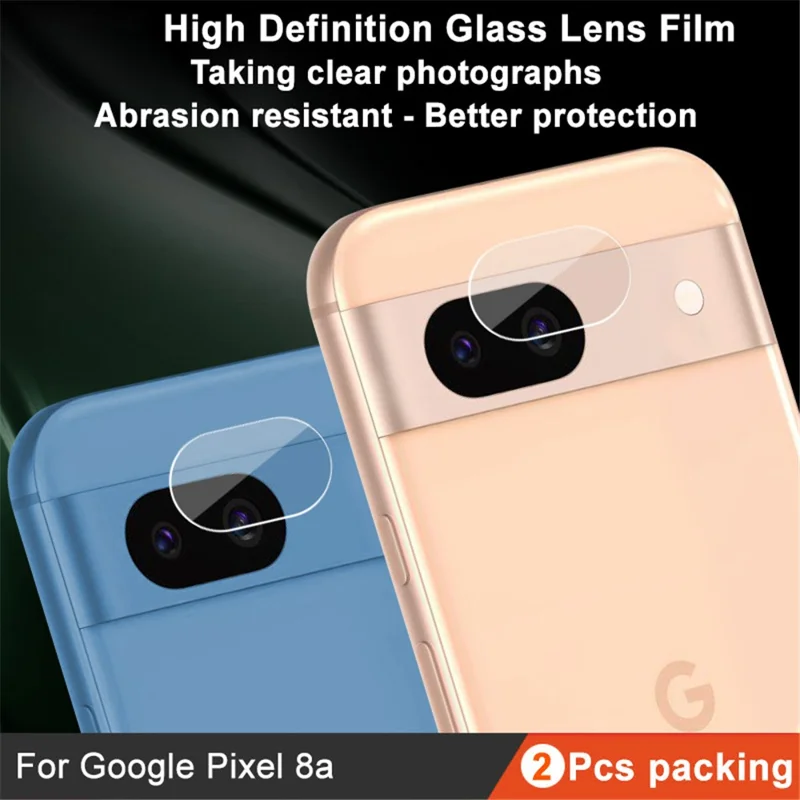 IMAK 2Pcs  /  Set For Google Pixel 8a Camera Lens Protector HD Clear Tempered Glass Rear Lens Film (Downsize Version)