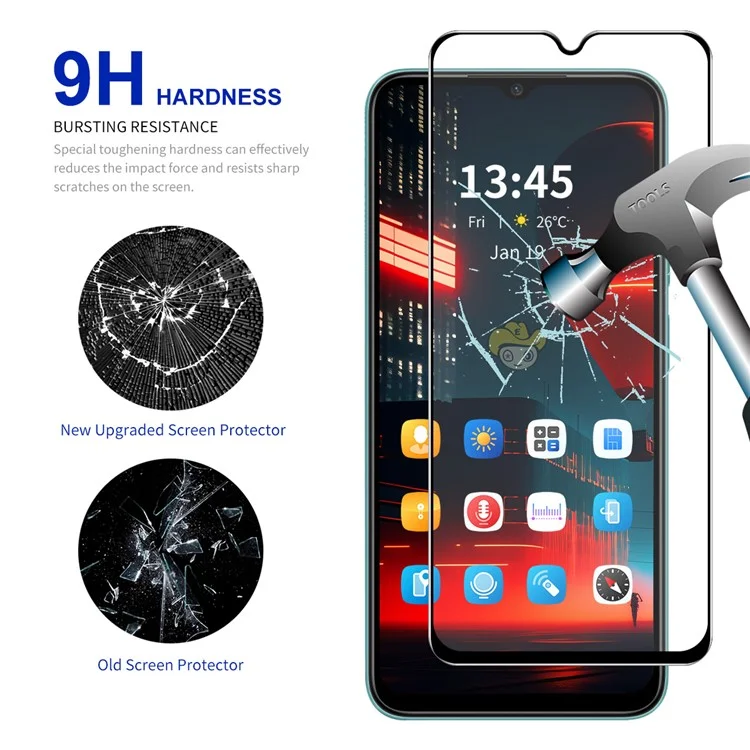 ENKAY HAT PRINCE для Nokia C300 Полноэкранная защитная пленка с клеем 0,26 мм, стекло с высоким содержанием алюминия и кремния, прочность 9H