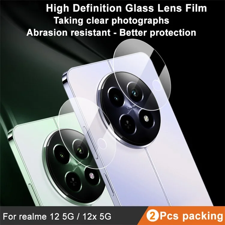IMAK 2 pièces / Ensemble pour Realme 12 5G / 12x 5G / 12x (Chine) 5G / C65 5G Protecteur d'objectif de caméra en verre trempé HD Clair Pellicule d'objectif