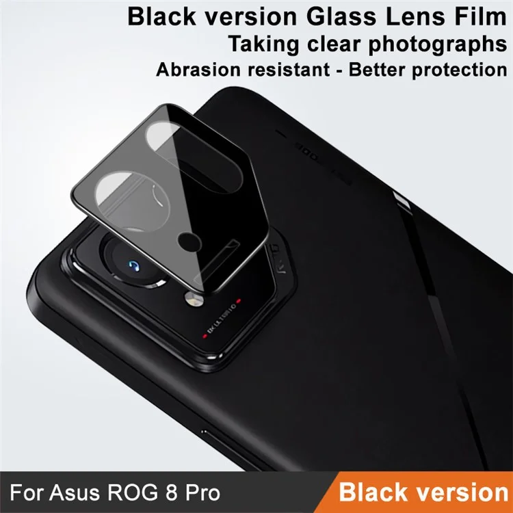 IMAK Per Asus ROG Phone 8 Pro 5G Protezione Lente Fotocamera Vetro Temperato Anti-graffio Film Lente (Versione Nera)