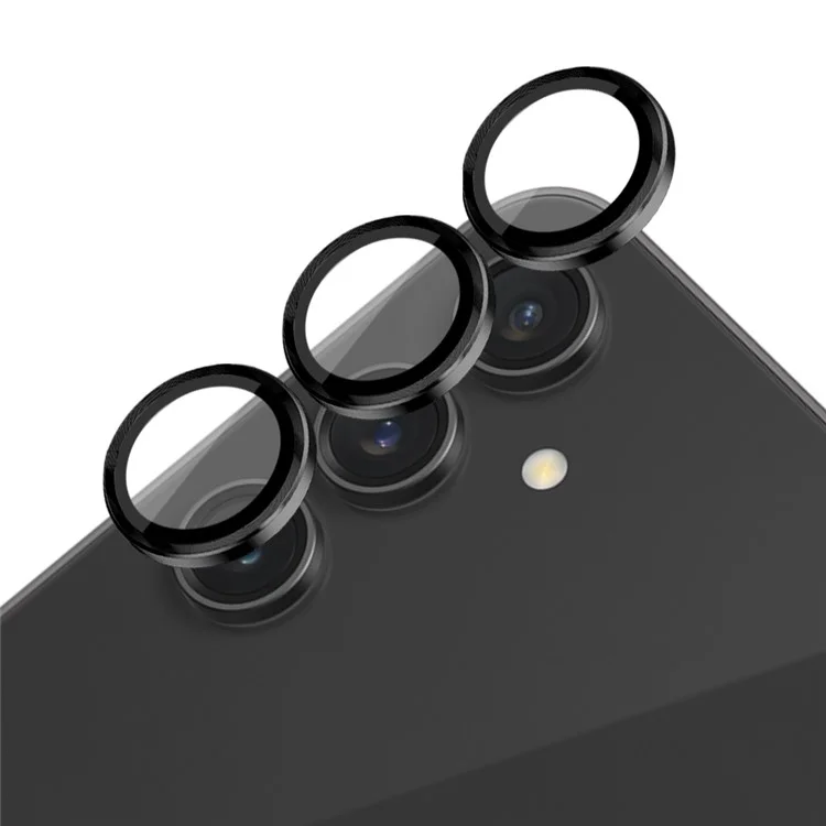 NORTHJO 1 Set For Samsung Galaxy S23 FE Camera Lens Protector Tempered Glass Rear Lens Film with CD Vein Metal Ring - Black