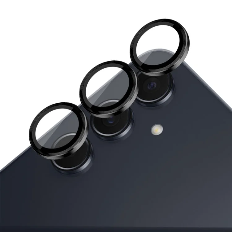 NORTHJO 1 Set For Samsung Galaxy A55 5G Camera Lens Film CD Vein Metal Ring + Tempered Glass Lens Film - Black