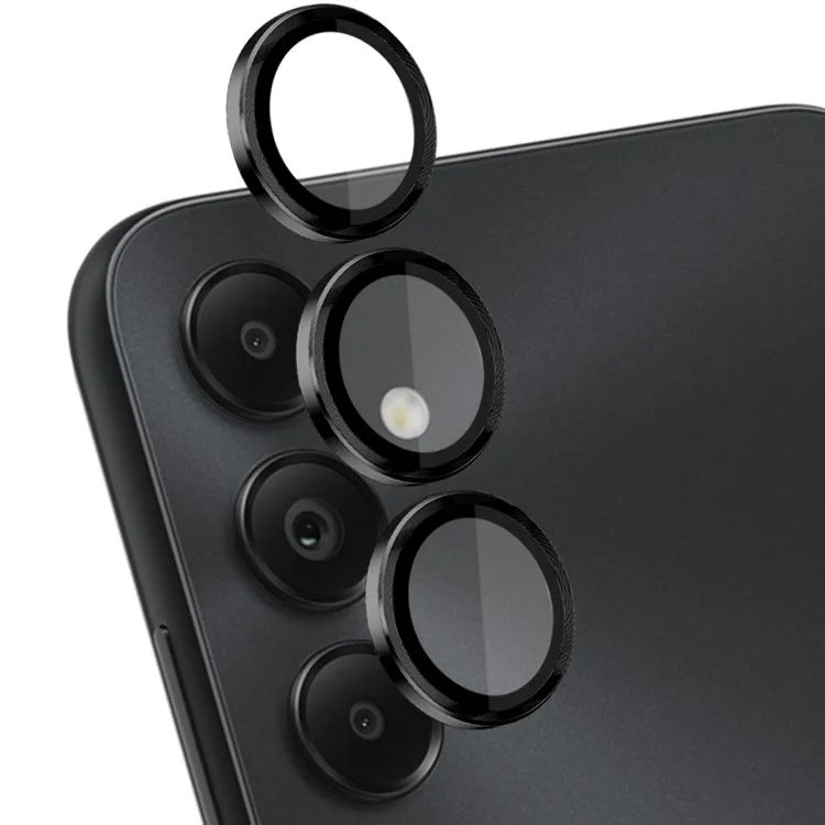 NORTHJO 1 Set For Samsung Galaxy A05s 4G Tempered Glass Camera Lens Protector avec CD Vein Metal Ring - Noir