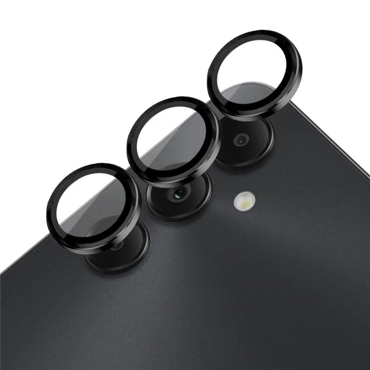 NORTHJO 1 Set For Samsung Galaxy A05s 4G Tempered Glass Camera Lens Protector avec CD Vein Metal Ring - Noir