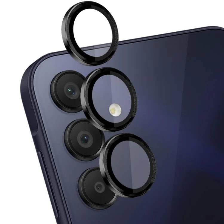 NORTHJO 1 Set For Samsung Galaxy A15 4G Camera Lens Protector Metal Frame + Tempered Glass Lens Film - Nero