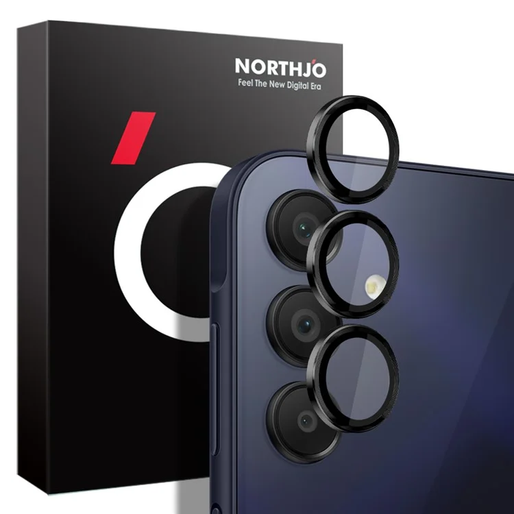 NORTHJO 1 Set For Samsung Galaxy A15 4G Camera Lens Protector Metal Frame + Tempered Glass Lens Film - Nero