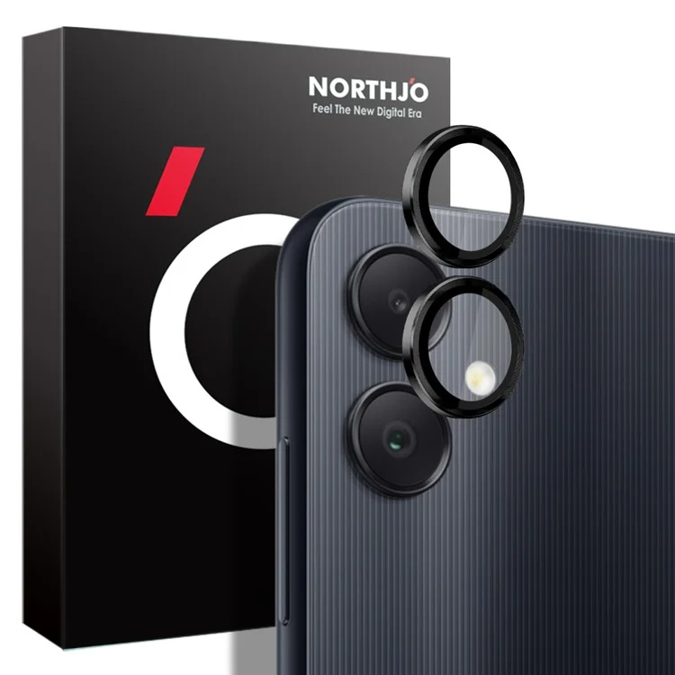 NORTHJO 1 Set For Samsung Galaxy A05 4G Camera Lens Protector CD Vein Metal Ring Lens Film - Black