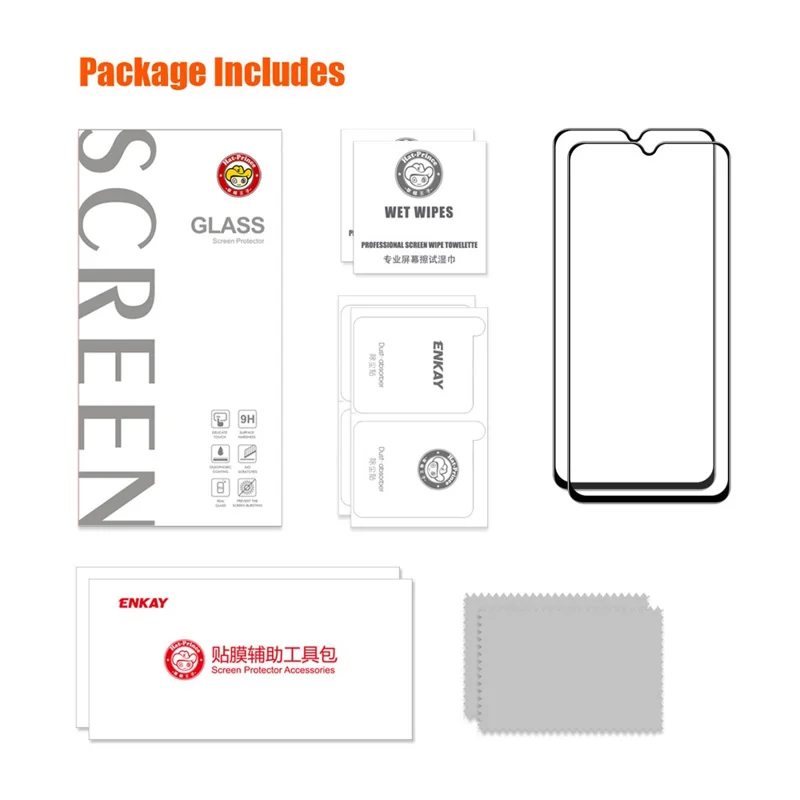 ENKAY HAT PRINCE 2Pcs for Xiaomi Poco C51 4G Screen Protector Silk Printing Anti-explosion Full Cover Film