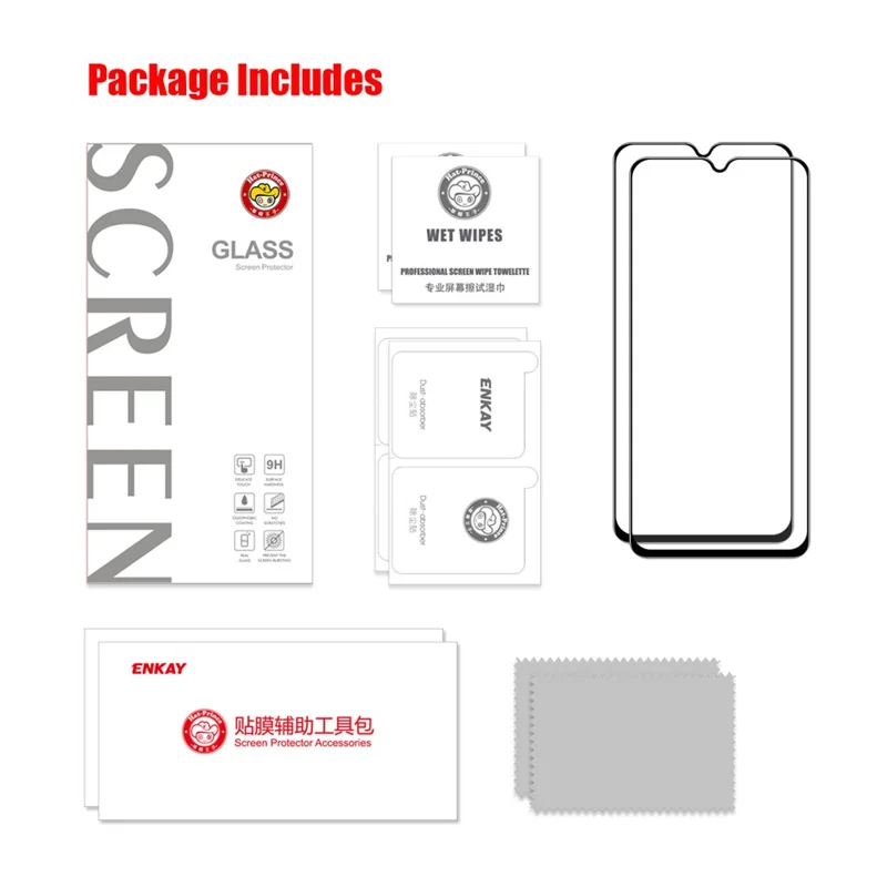 ENKAY HAT PRINCE 2 pezzi per Realme V20 5G / C30 4G / C30s 4G Proteggi schermo completo Pellicola anti-impronte Stampa seta
