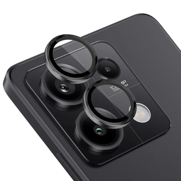 NORTHJO 1 Set For Xiaomi Redmi Note 13 5G Camera Lens Protector HD Tempered Glass+Metal Ring Lens Film - Black