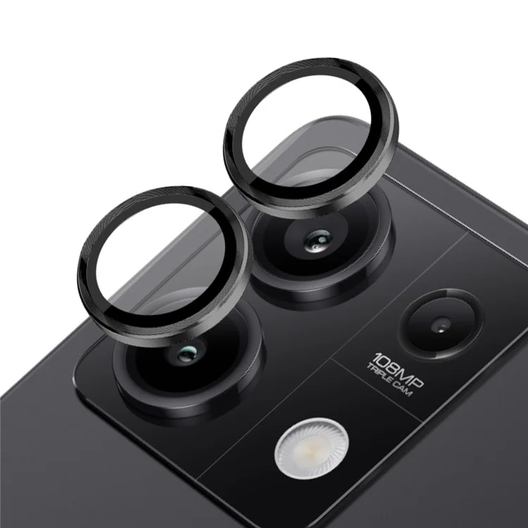 NORTHJO 1 Set For Xiaomi Redmi Note 13 5G Camera Lens Protector HD Tempered Glass+Metal Ring Lens Film - Black