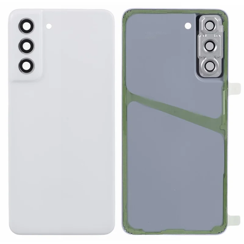 For Samsung Galaxy S21 FE 5G Battery Housing with Adhesive Sticker + Camera Lens Cover (without Logo) - White
