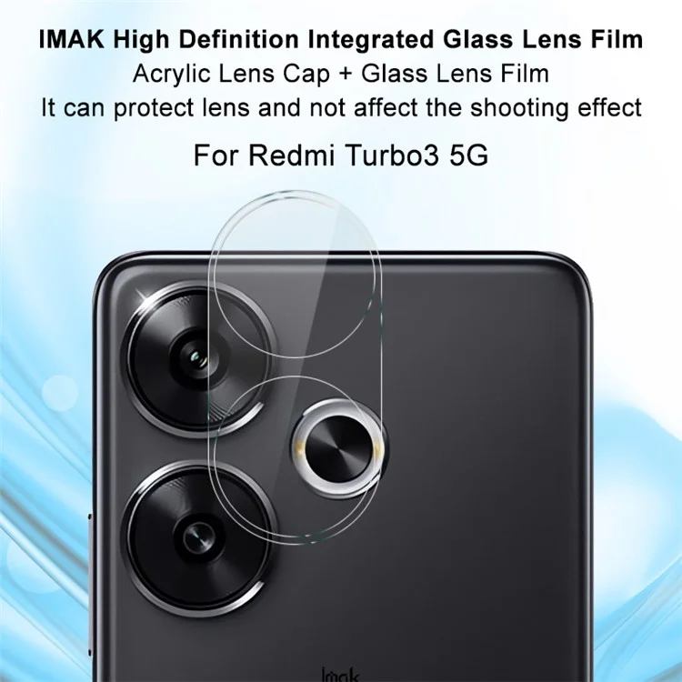 IMAK Pour Xiaomi Redmi Turbo 3 5G / Poco F6 5G Protecteur de caméra arrière intégré Verre trempé + Capuchon d'objectif en acrylique