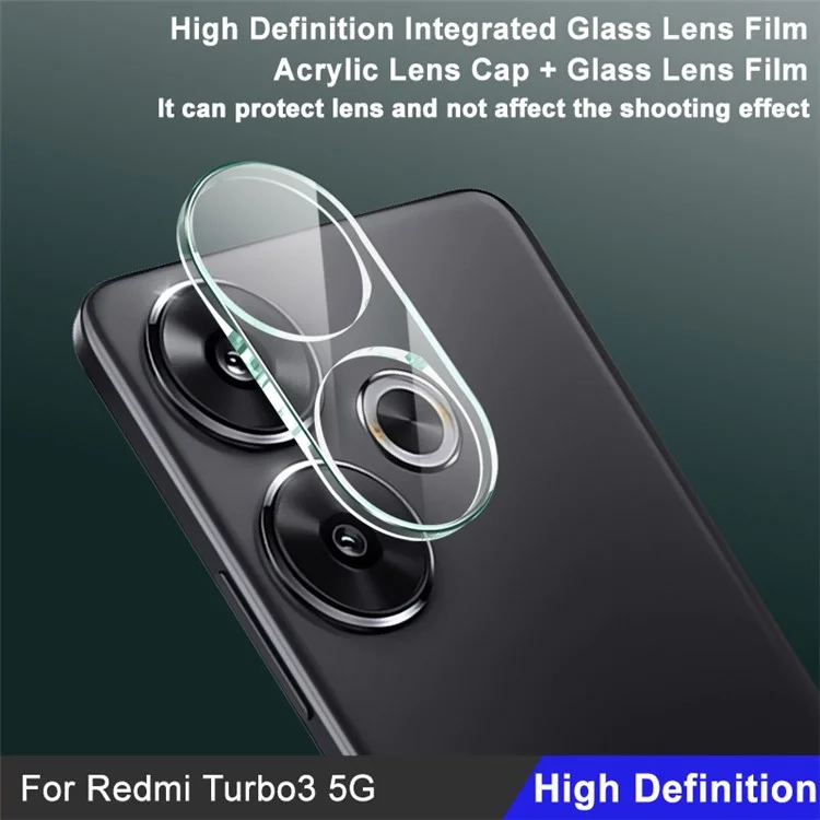 IMAK Pour Xiaomi Redmi Turbo 3 5G / Poco F6 5G Protecteur de caméra arrière intégré Verre trempé + Capuchon d'objectif en acrylique